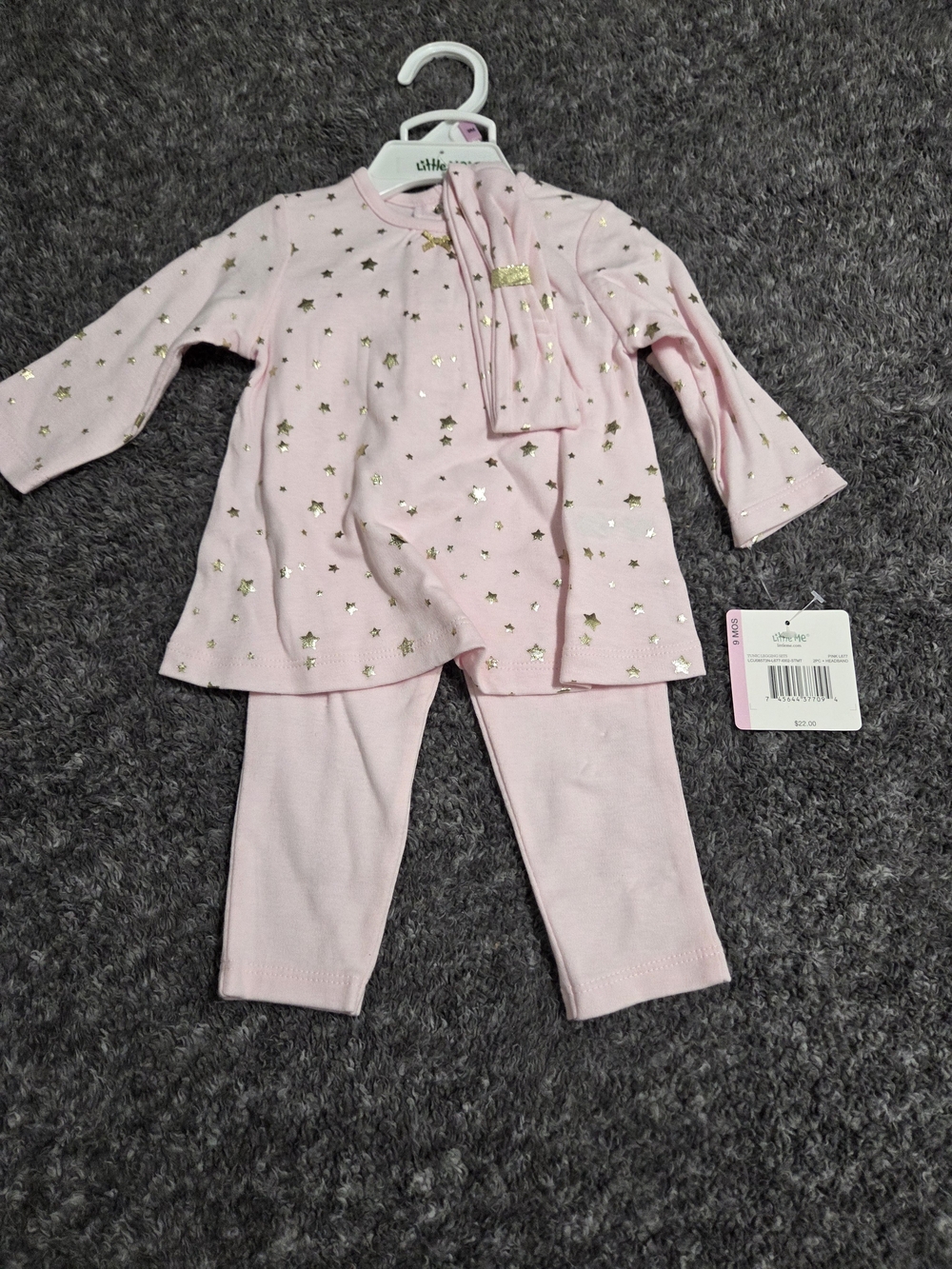 Little Me Pink and Gold Star Baby Matching Set